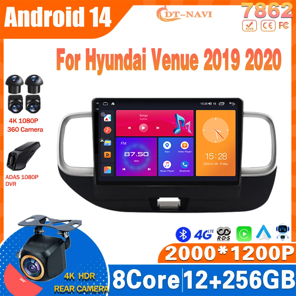 

Android 14 Radio For Hyundai Venue 2019 2020 Multimidia Video Player Navigation Carplay Stereo NO 2Din DVD 4G Head Unit BT WIFIW