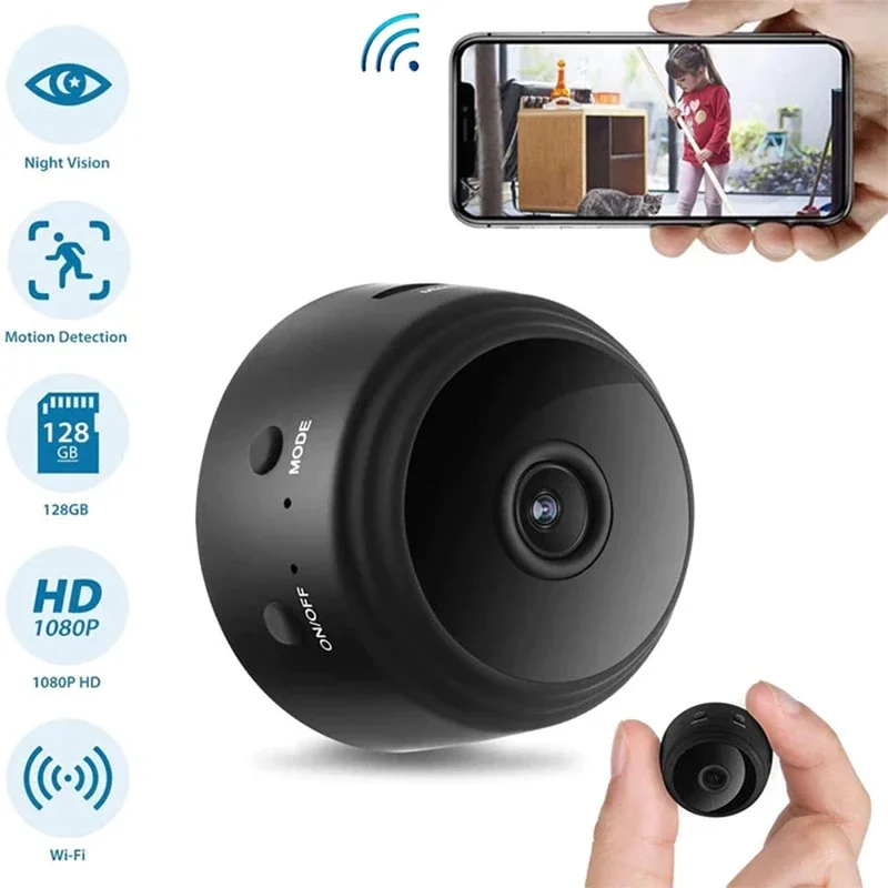 Câmera Mini Full HD 1080P, Wi-Fi, Monitoramento Sem Fio, Proteção de Segurança, Monitor Remoto, Filmadora, Vigilância por Vídeo, Casa Inteligente, A9