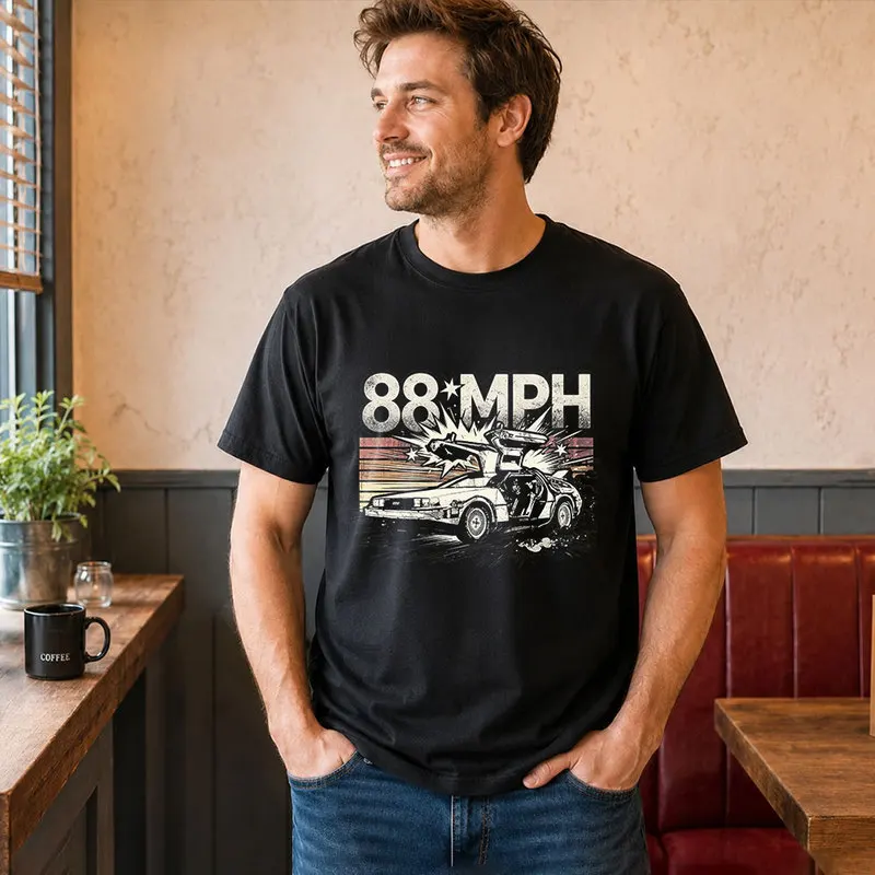 Back To The Future T‑Shirt Biff's Automotive Detailing Print Tees 0814 Hill Valley DeLorean 88MPH Time Machine Short Sleeve Tops