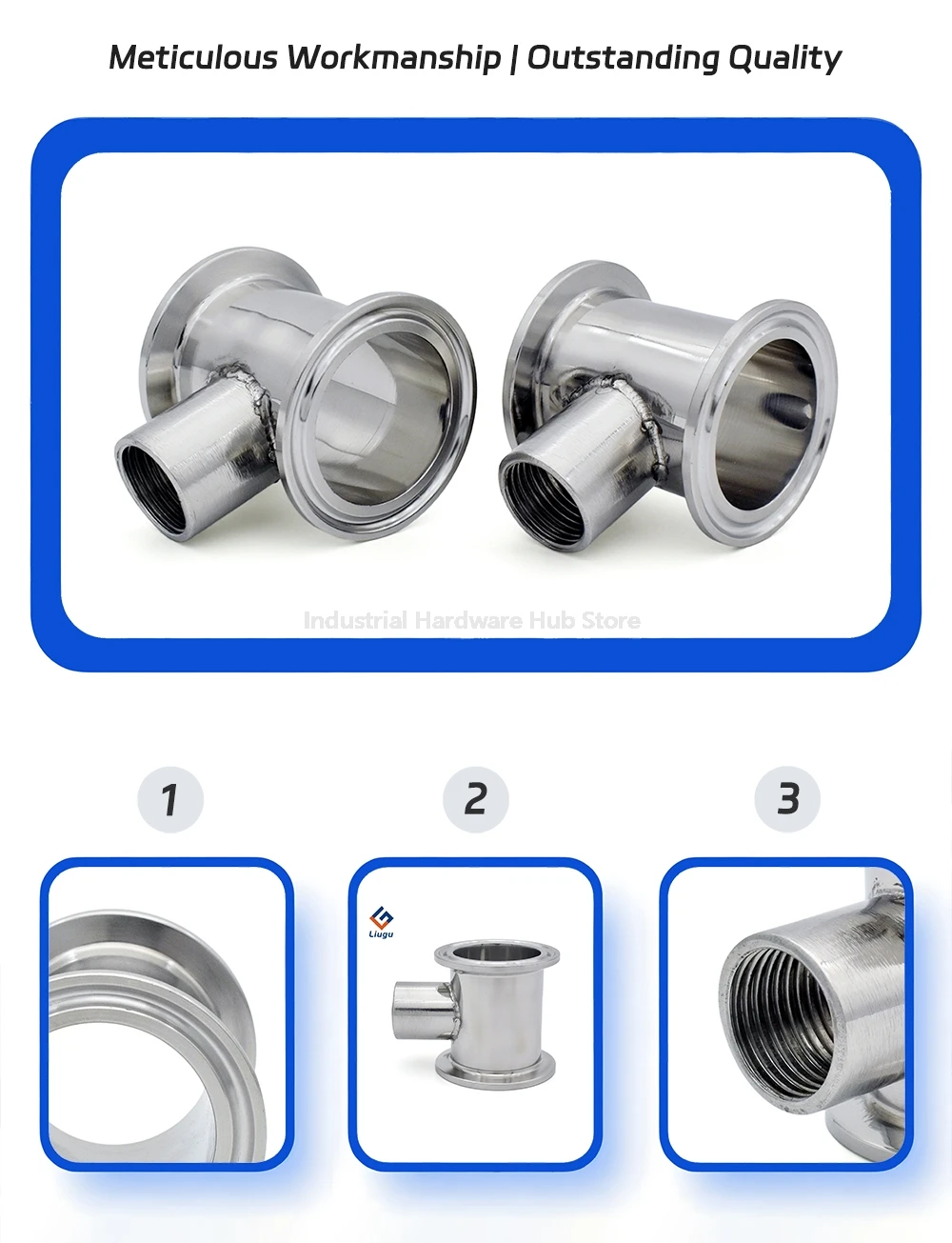 SS304 Edelstahl-Tri-Clamp-Refluxsäule, 1,5" 2" Tri-Clamp-Größe mit 1/2" NPT-Innengewinde, 50 mm Länge für Homebrew – Detail 1