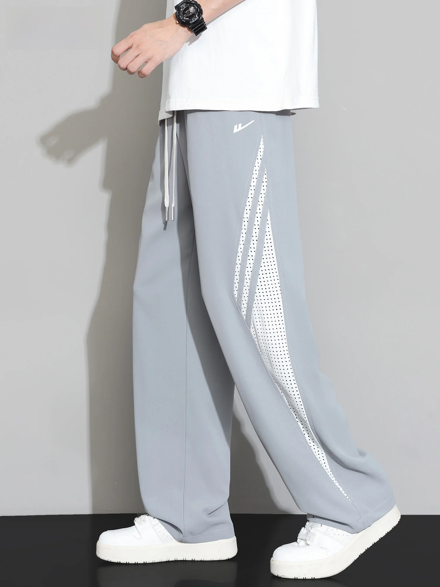 

Мужские летние повседневные брюки Warrior Ice Silk, свободные прямые брюки Me Qui Dry Spor, длинные брюки Faionable Youth Sle