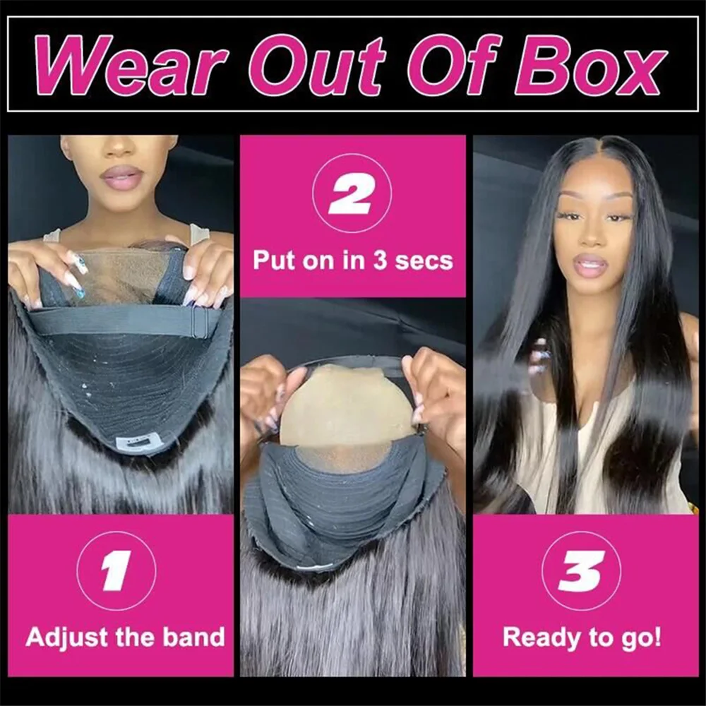 Glueless Straight 4x4 Lace Closure Wigs Ready To wear Pre Cut Pre Plucked Lace Closure Wigs Glueless Straight Human Hair Wigs