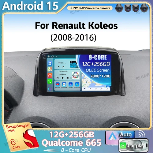 Android 15 para Renault Koleos 2008 -2016 2K QLED Android Radio de coche reproductor de vídeo Multimedia GPS estéreo CarPlay 4G unidad principal