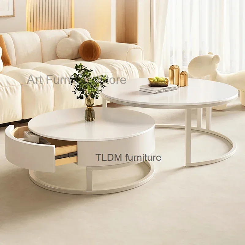 

Apartamento French Corner Coffee Table Marble Stone White Luxury Side Table Ceramic Low Stolik Kawowy Living Room Accessories