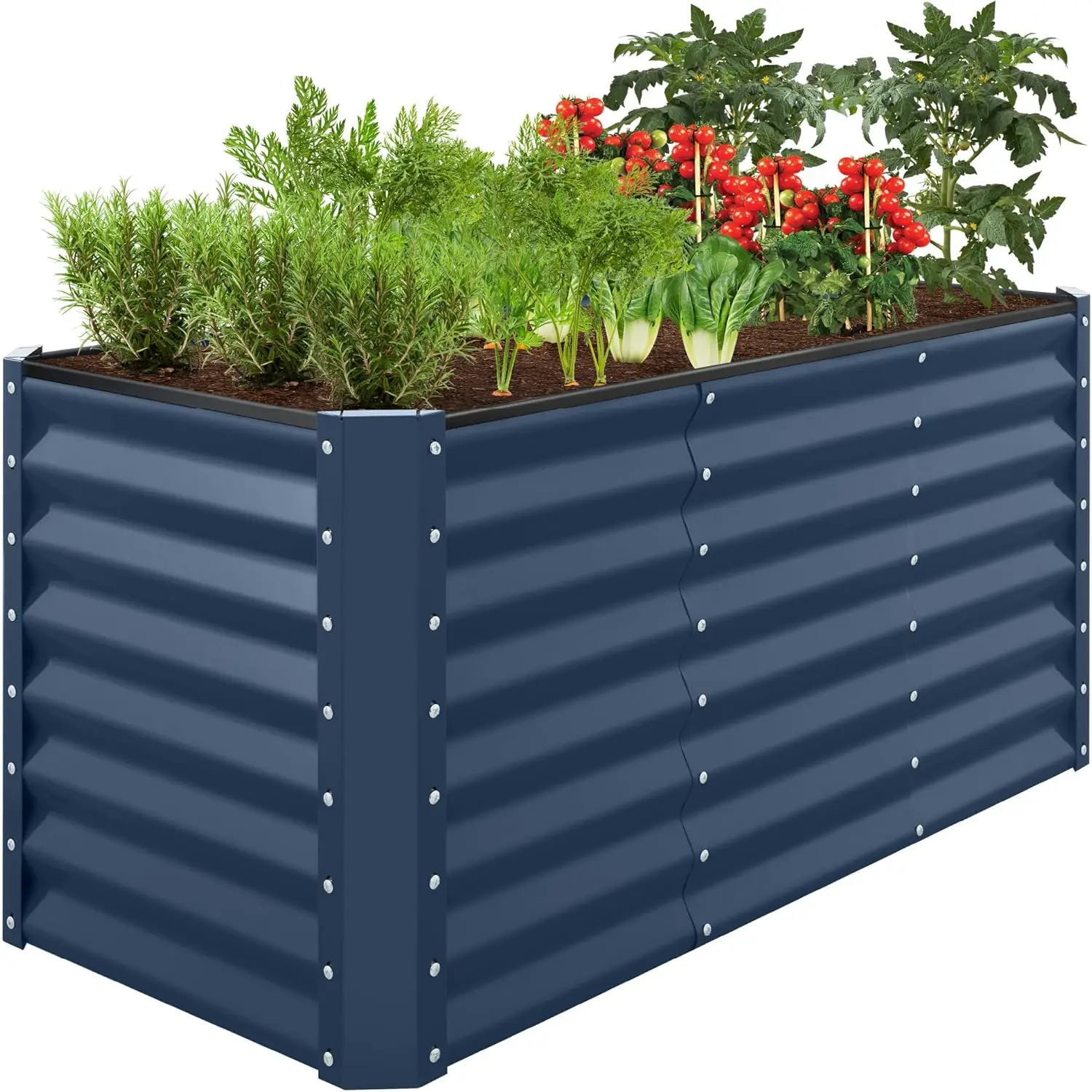 

4x2x2ft Outdoor Metal Raised Garden Bed, Deep Root Planter Box for Vegetables, Flowers, Herbs w/ 119 Gallon Capacity - Navy