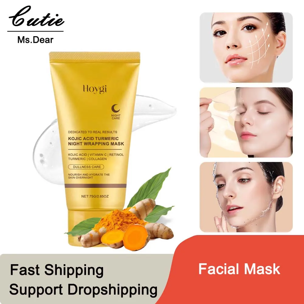 

1/2pcs Collagen Glowing Skin Facial Mask Nourishes Hydrolyzed Kojic Acid Turmeric Overnight Wrap Peel Off Mask Korean Skin Care