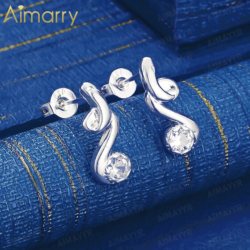925 Sterling Silver Creative Notes Set with AAA Zircon Earrings for Women's Banquets and Weddings High-quality Fashion Jewelry