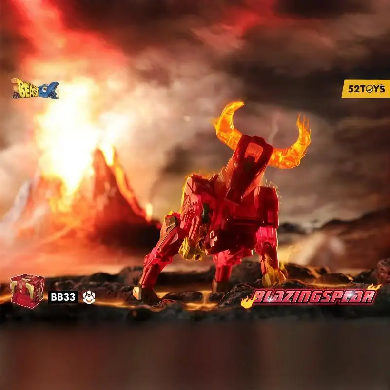 Figurine d'action transformable 52toys Beastbox Series Blazing Spear Red Bull, modèle de collection à assembler, jouet pour cadeau d'anniversaire