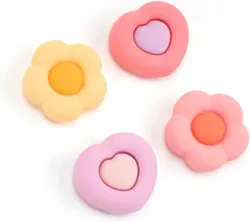 GeekShare 4Pcs Heart Flower Thumb Grip Caps for PS4 PS5 Switch Pro Controller,Silicone Thumbsticks Cover Caps Set for Xbox One