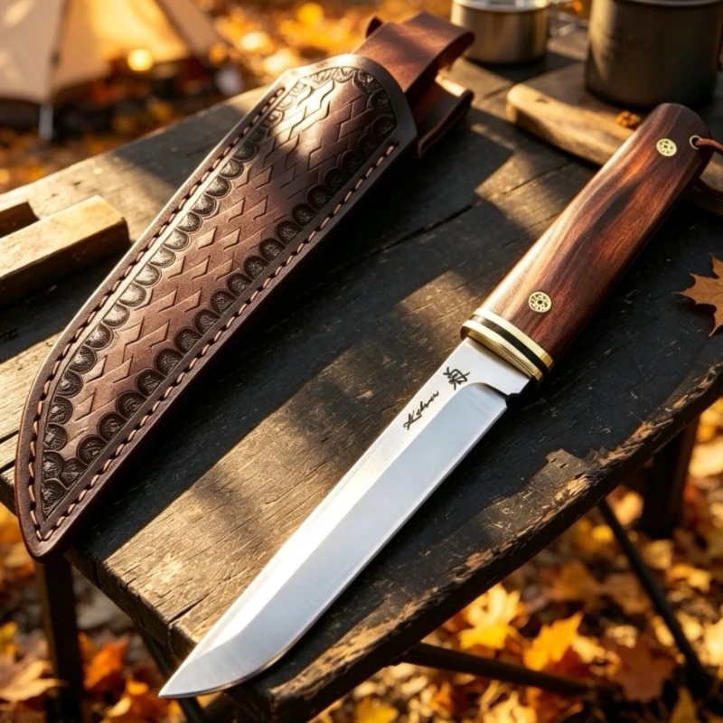 Outdoor Knife, Integrated Spine, Small Straight Knife, High Hardness, Portable Camping Knife, Fruit Knife