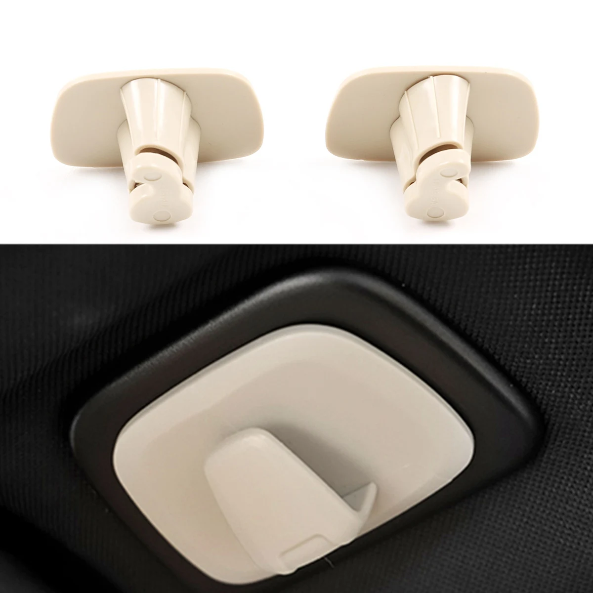 2Pcs Car Beige ABS Interior Roof Hooks Clothes Hanger Hook Trim for Volvo V90 S90 XC40 XC60 XC90 2015-2020