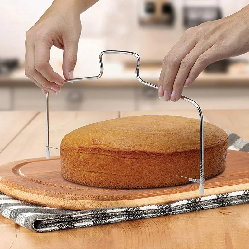 1/2Pcs Single/ Double Line Cake Cut Slicer Kitchen Adjustable Height Stainless Steel Cupcakes Levelers Bakeware Tool