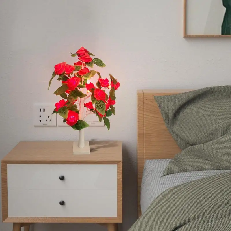 LED Rose Flower Tree 24 LED Flower Tree Rose Light 21.6 Inch Flower Tree Lamp For Daughter Christmas Sister Party Valentine's Da