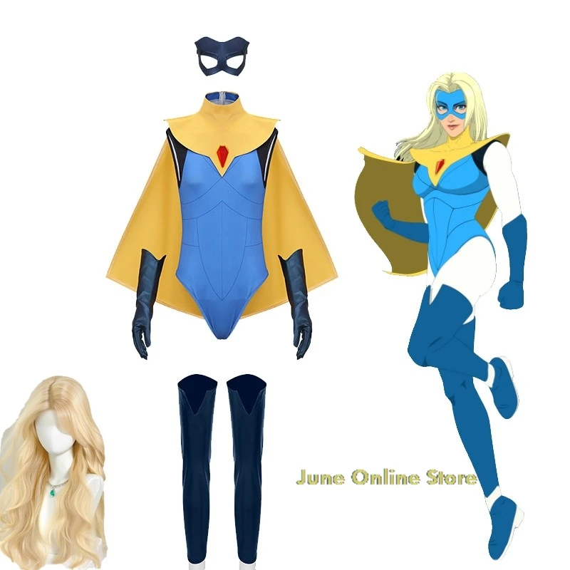 Fantasia de Carnaval Cosplay Despachante Loira Blazer Fantasias de Super-Herói Macacão Sexy Feminino Roupa de Roleplay Mandy Uniforme Adulto M
