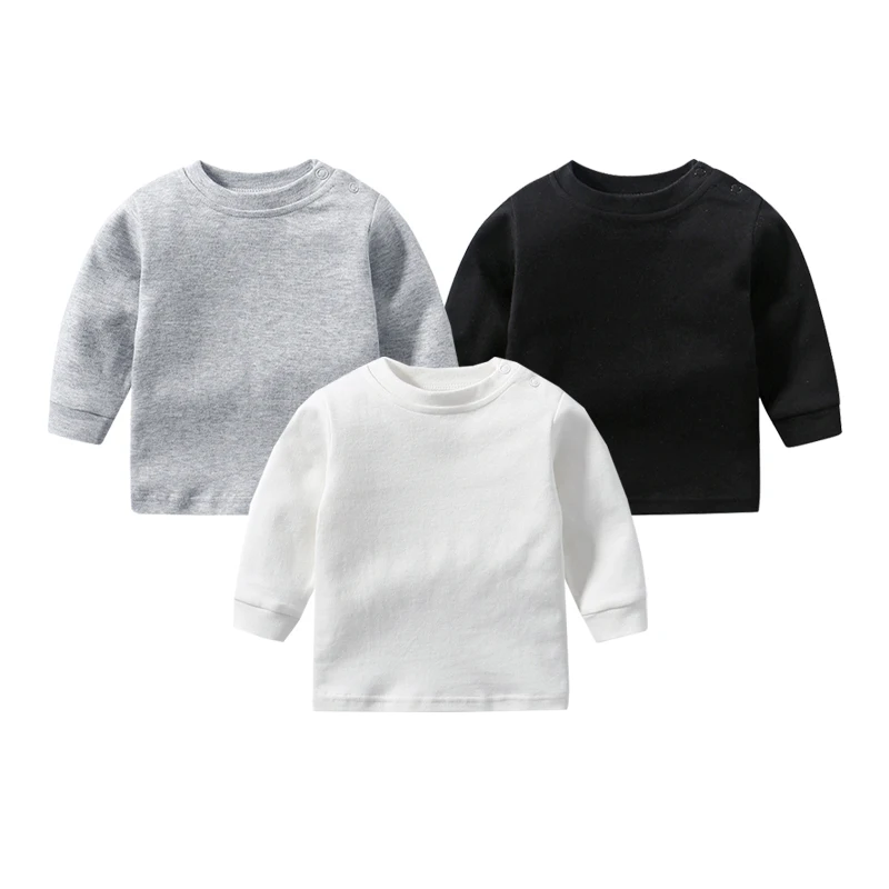 Four Seasons New Baby Long Sleeve T Shirts Infant Boy Cotton Bottoming Shirts Solid Toddler Girls/Boys Soft T Shirts Kids Tee