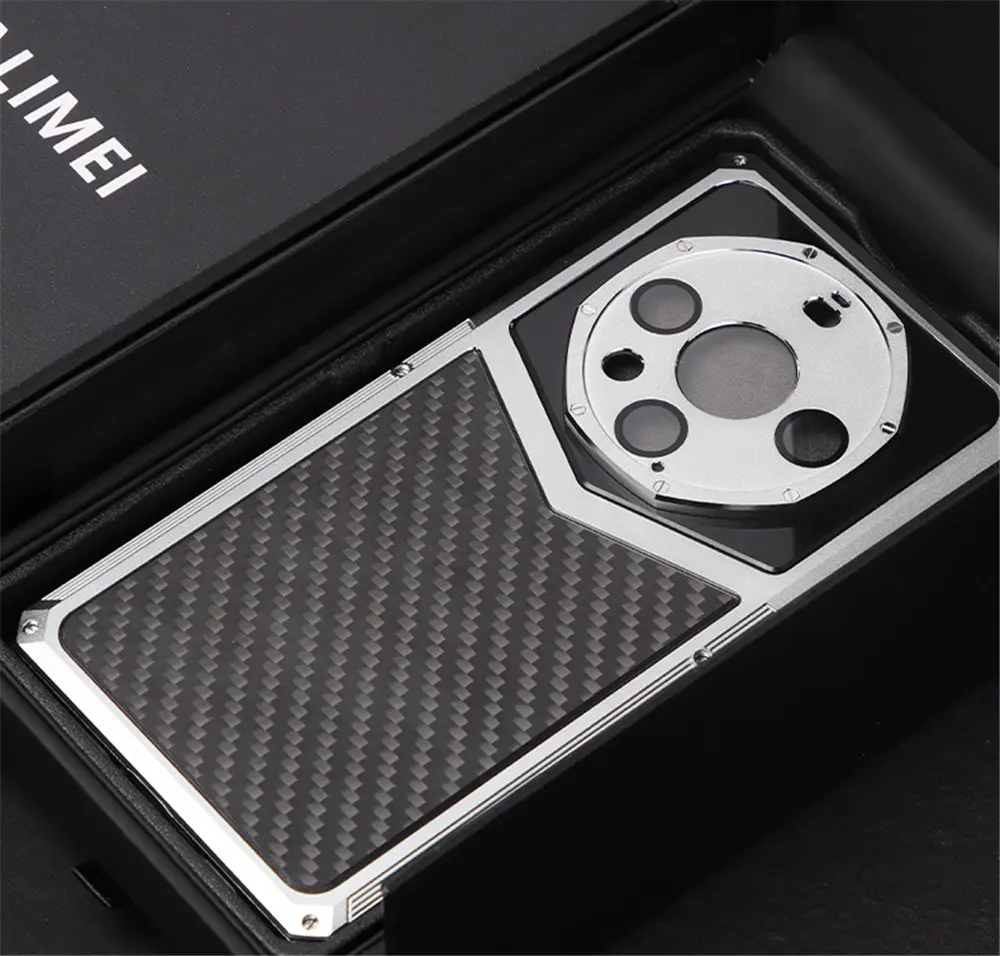 

Genuine Carbon Fiber Metal Case for Huawei Mate 60 Pro+/Mate 60 Pro Glass Film Armor Cameral Lens Protect Full Cover