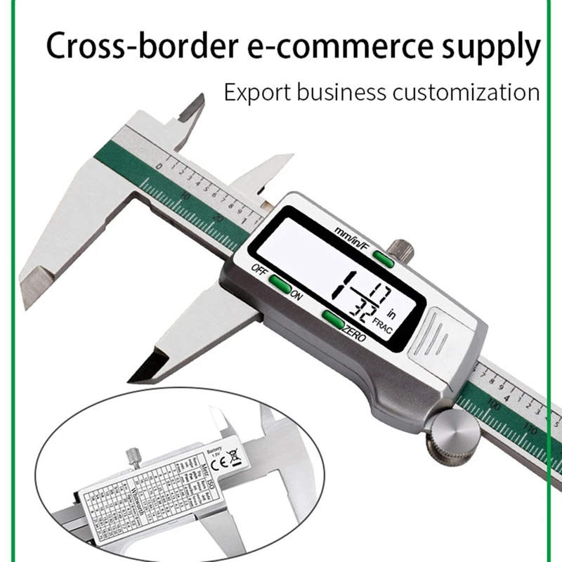 Digital Display Stainless Steel Calipers 0-150Mm 1/64 Fraction/MM/Inch LCD Electronic Vernier Caliper Waterproof