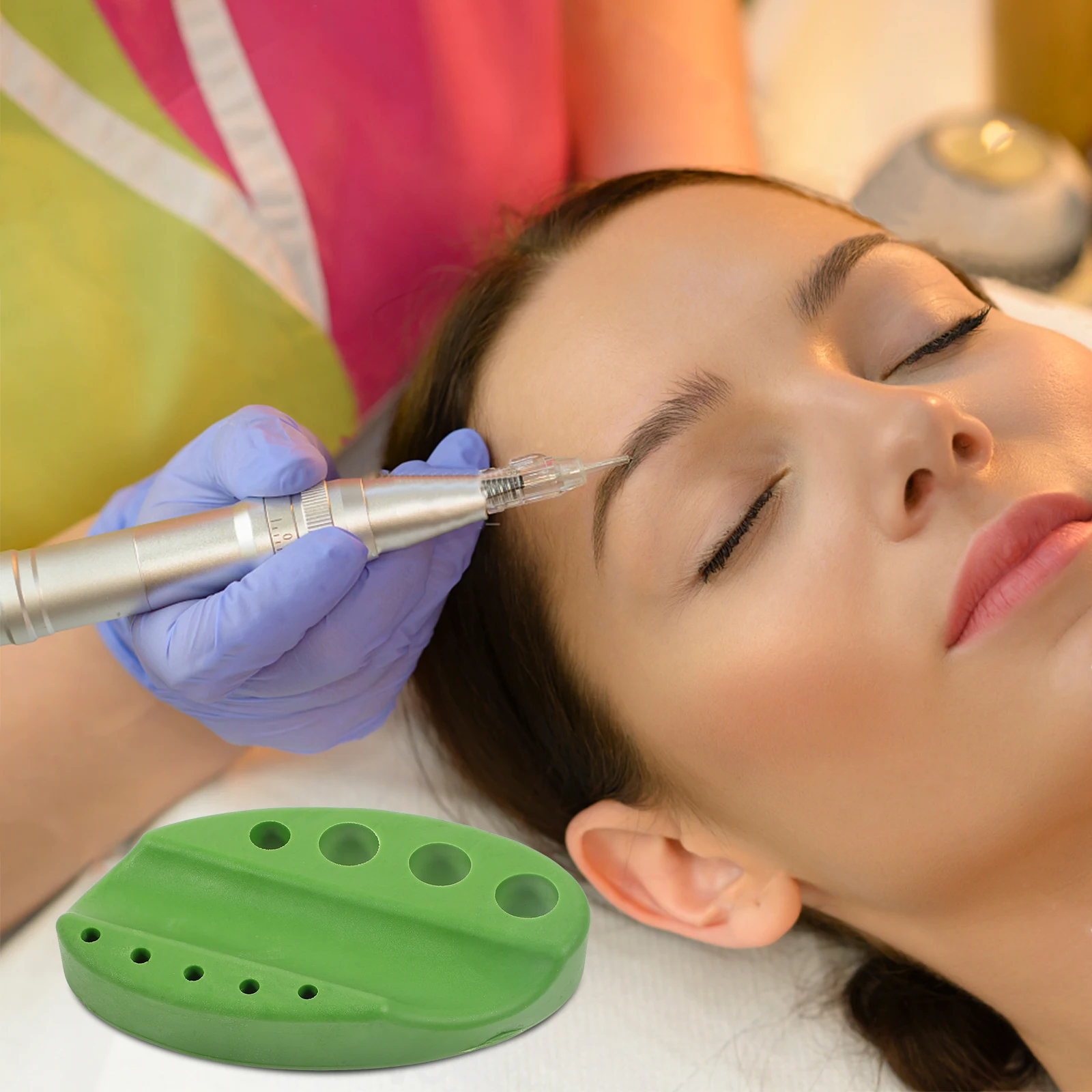 

5Pcs Tattoo Ink Cup Holders Soft Silicone Pigment Organizer Stable Portable for Professional Makeup and Tattoo Supplies