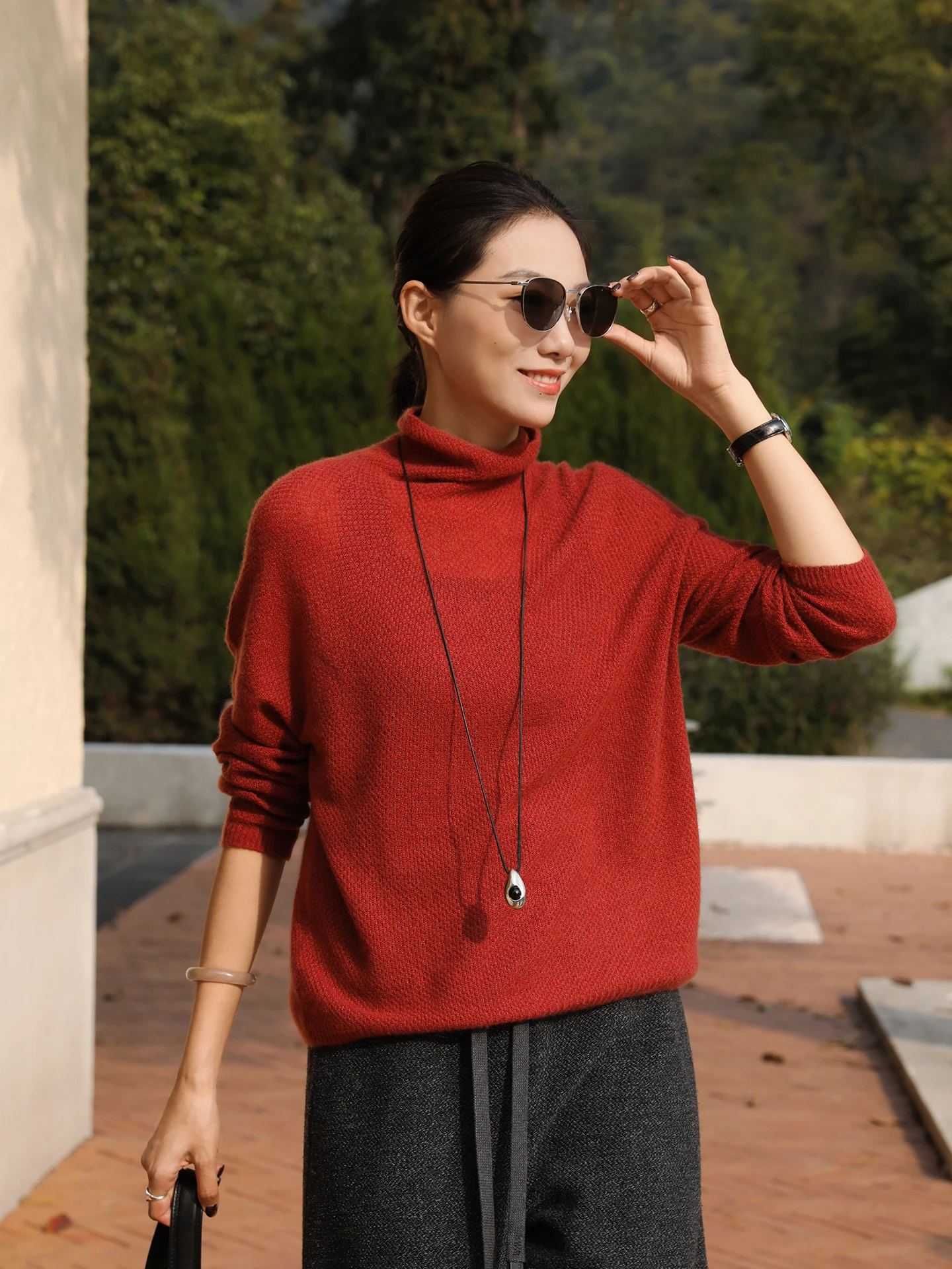 

Women's Thiened Long Sve High Collar Camere Knitted Sweater Winter New Sle Loose Fit Warm Base Layer Woolen Top