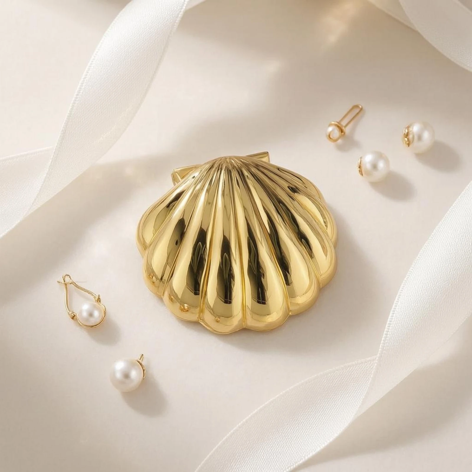 Seashell Jewelry Box Scalloped Clamshell Jewelry Box Home Decor European-Style Elegant