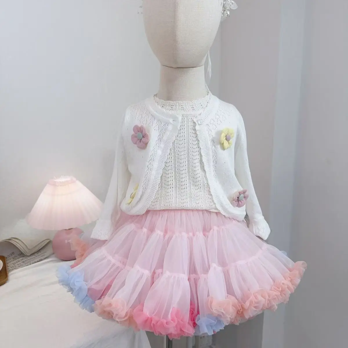 1-11yrs White Children Girls Cardigan Sweater Embroidery 100% Cotton Girls Jaket Coat 2 3 4 6 8 Years Old Kids Clothes RKC185005