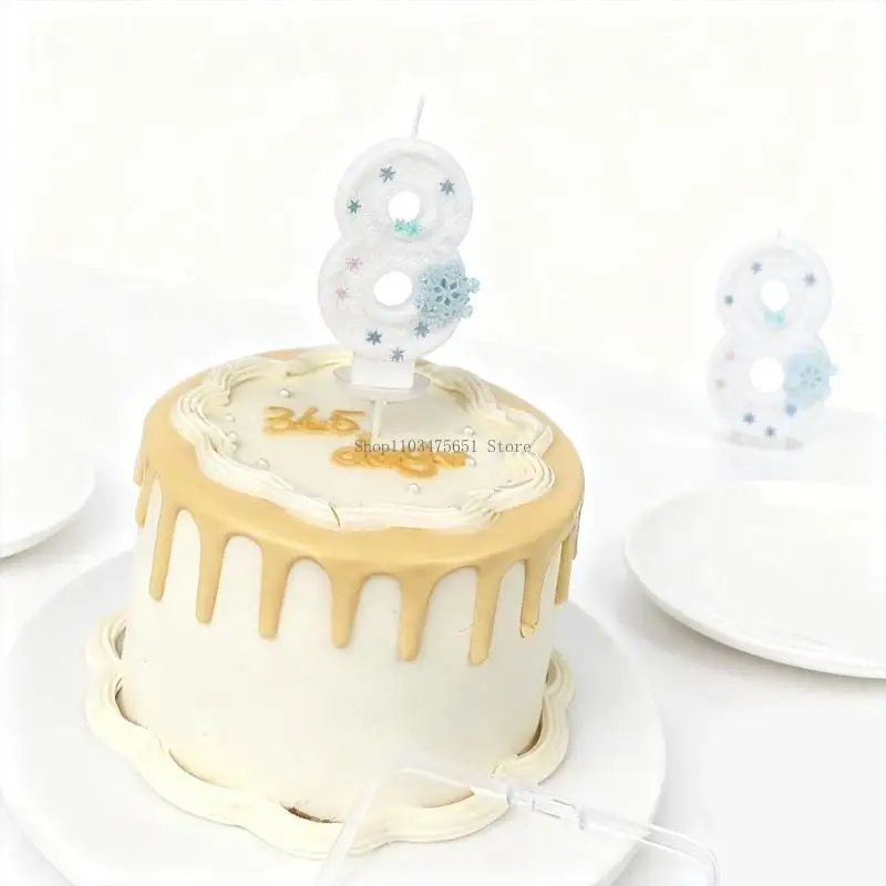 Girls Birthday Cake Number With Freeze Theme Winter Snowflake Design