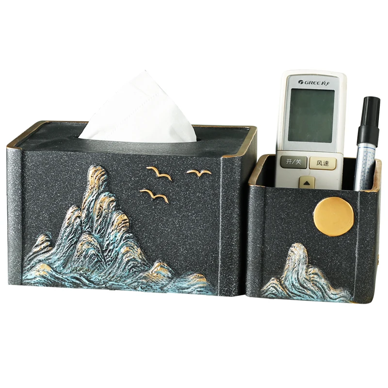 

New Chinese style light luxury creative ceramic tissue box set