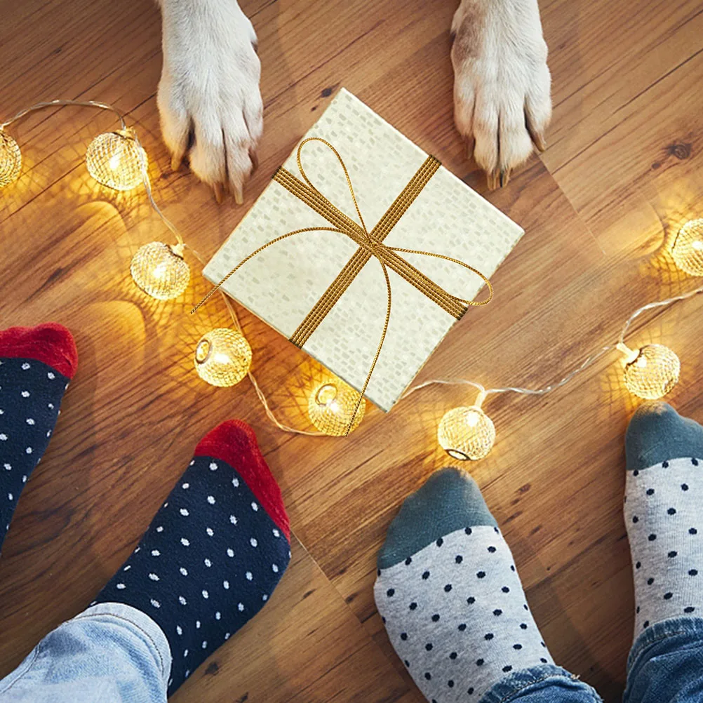 

2 Rolls Gold Wire Gift Packaging Line Present Wrapping Rope Metallic String Craft Cord HolidayDecoration Bright Color Practical