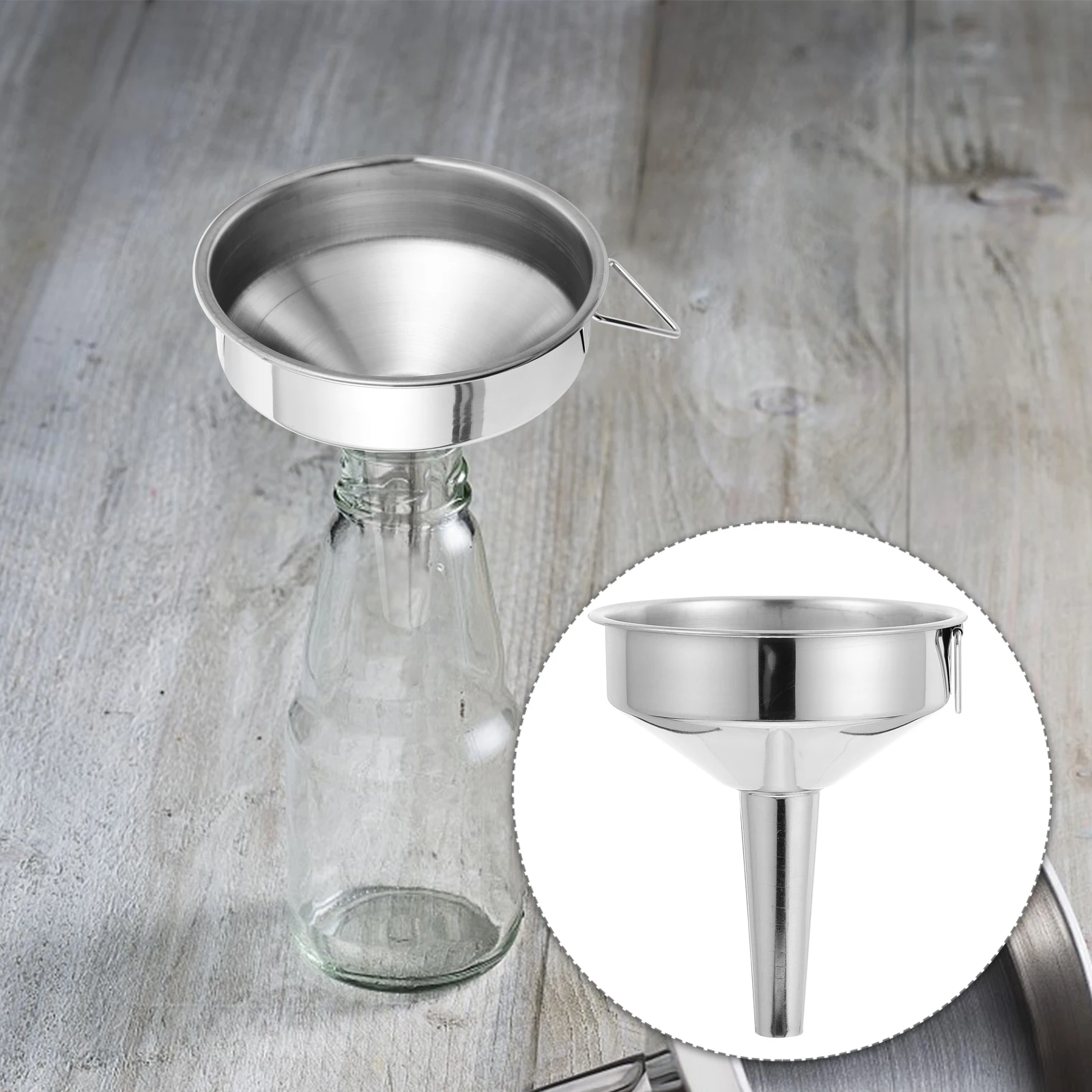 

Stainless Steel Funnel Large Mouth for Kitchen Oil Soy Sauce Transfer Liquid Containers Filter Spills Free