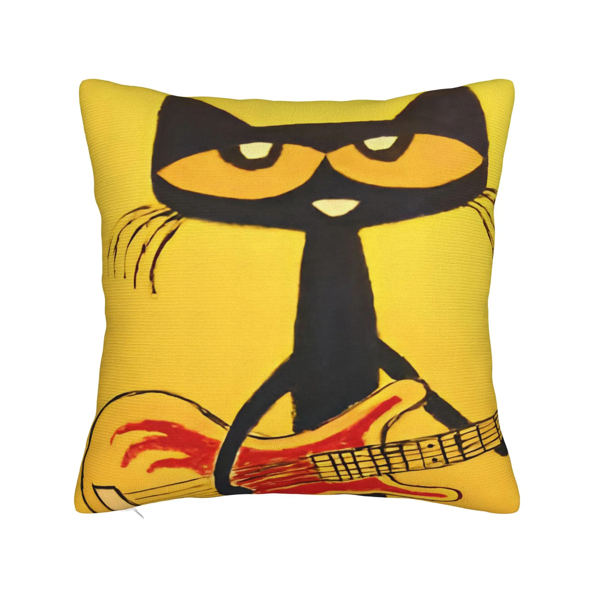 Pete the Cat  Square Pillow Case Cool Kitten Cushion Covers Creative Zipper Decorative Pillowcase for Seat 45x45cm