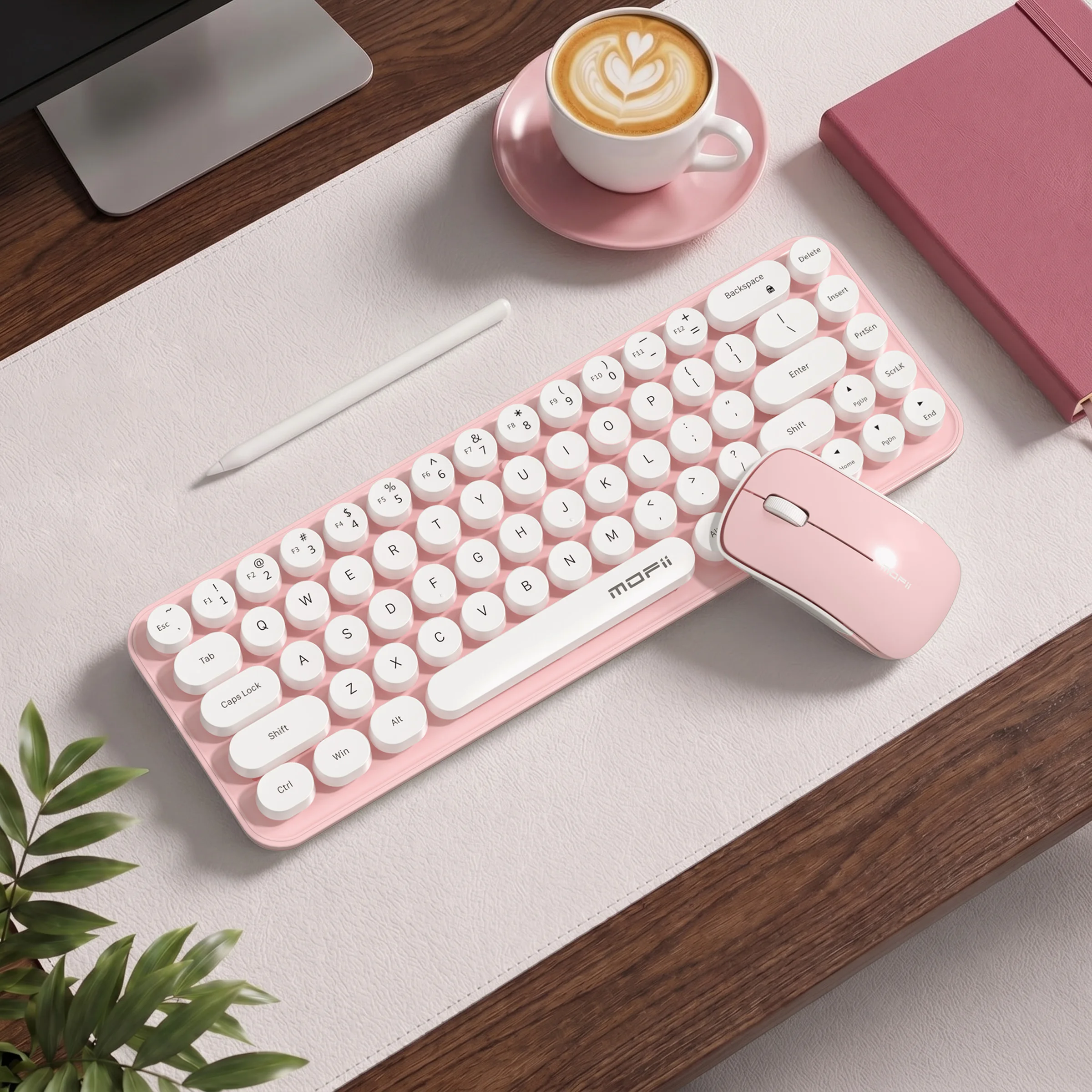 

MOFii Idol Pink Round Keycap Wireless Keyboard Mouse Combo, 75% Compact Office Set for Laptop & Desktop