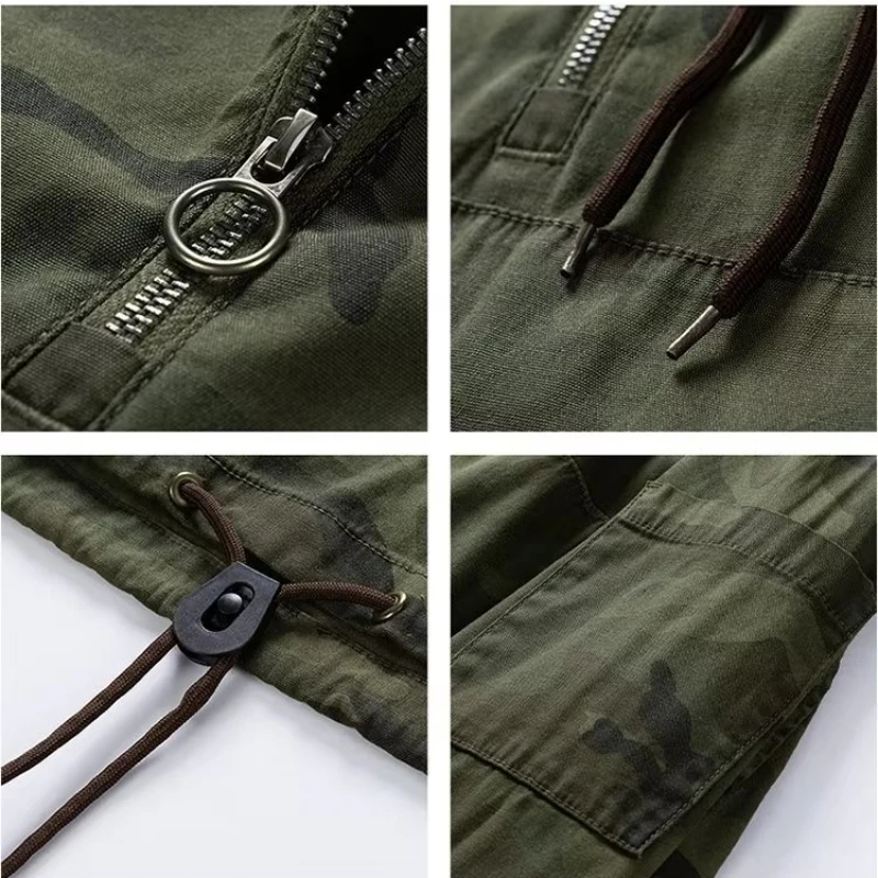 Trendy Outerwear Spring Hooded Camouflage Jacket New Men Windproof Tactics Workwear Outdoors Camping Hiking Hunting Uniform