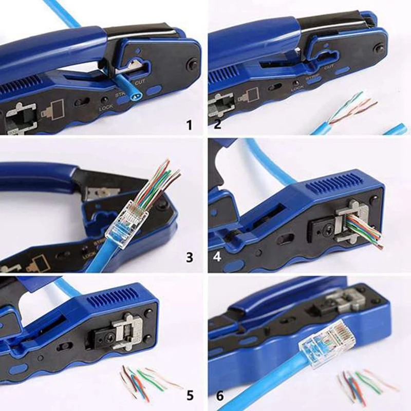 Network Lan Cable Tester RJ45 Crimp Tool Pass Through Modular CAT6 Cat5e Cat5 Crimping Accessories 150PCS Through Connectors