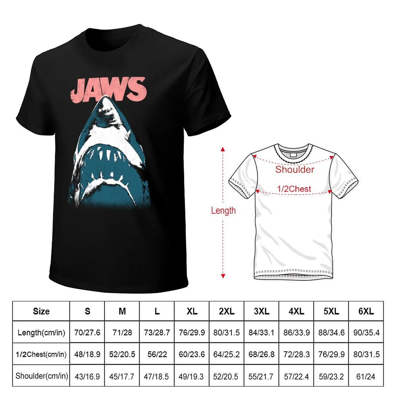 Jaws Distressed Breach Poster Art T-Shirt t shirt custom print T-Shirt