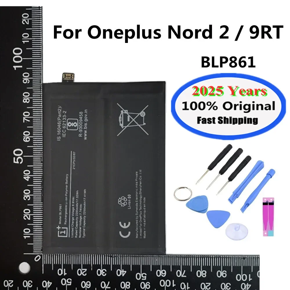 

BLP861 4500mAh Original Battery For One Plus Oneplus Nord 2 Nord2 9RT Phone Battery Bateria Batteries Fast Deliver