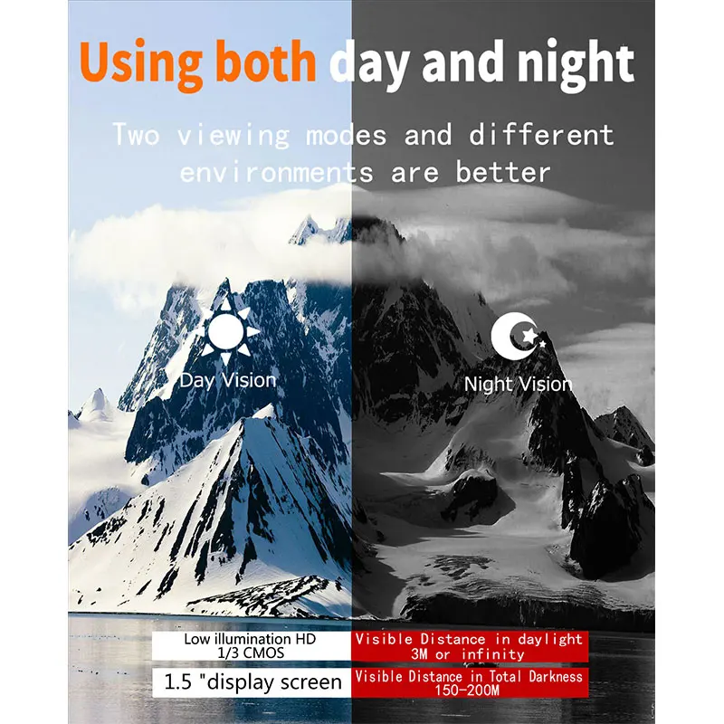 4K Binocular Trail Camera for Widlife Hunting 5X Digital Zoom Telescope Animals Observation Night Vision Outdoor Scope Camcorder