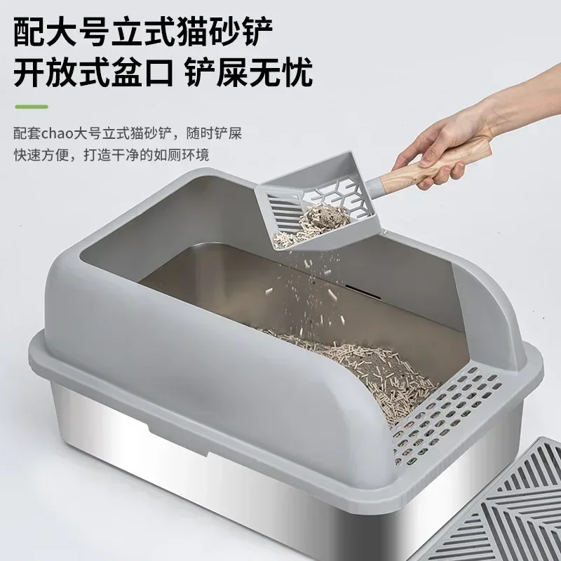 Stainless Steel Cat Litter Box Easy To Clean High Strength Odorless Top Entry Design Stainless Steel Litter  Cats Large Box