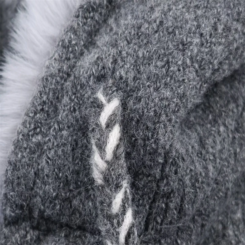 High-Street casual dames fuzzy gebreid vest met capuchon en gevlochten kwastjes voor herfst/winter nieuwe collectie 2025