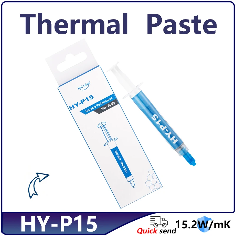 

HY-P15 2g 15.2W/m-k Silicone Thermal Paste Heat Transfer Grease Heat Sink CPU GPU Chipset Notebook Computer Cooling Syringes