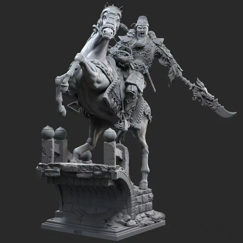 250mm Resin Model Guan Yu General 3D Printed Self-assembly DIY Coloring Figurines Decoration Crafts Miniatures