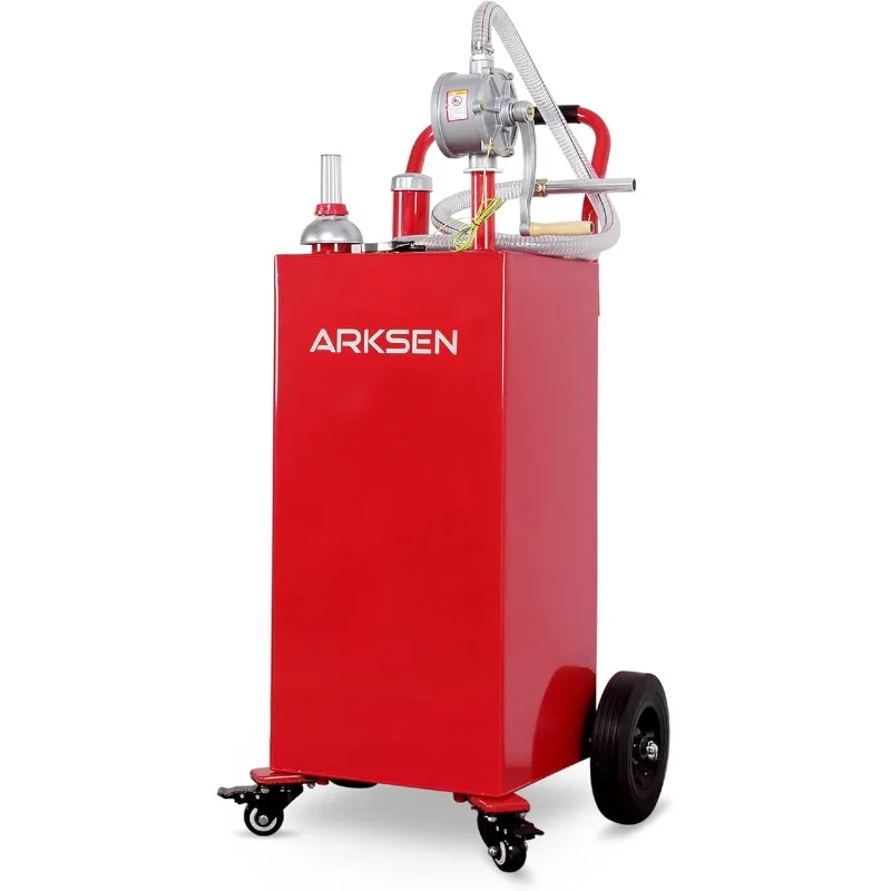 

ARKSEN 30 Gallon Portable Gas Caddy Fuel Storage Tank Large Gasoline Diesel Can Hand Siphon Pump