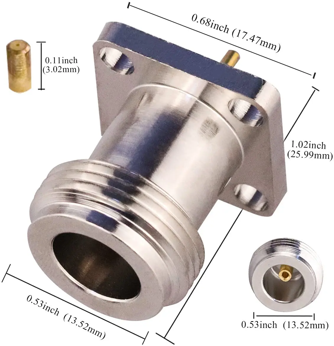 N Type Coaxial Adapter  Chassis N Female Jack 4 Hole Panel Mount 17.5mm PCB Solder RF Coaxial Antennas Connector 2pcs/Lot