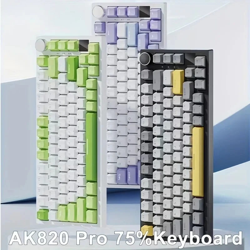 AK820 PRO 2.4G/Bluetooth/USB-C Mechanical Keyboard, Hot Swappable RGB Gaming Keyboard with Gasket Design 2026