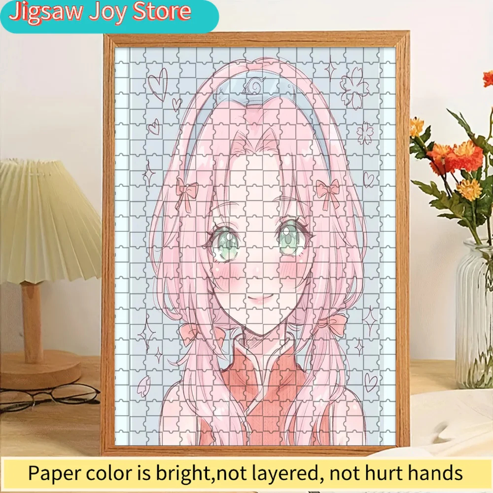 

Anime Naruto Sakura Haruno Cute Pink Hair Sparkle Heart Scene Paper Puzzle, Premium High Definition Vivid Print, Smooth Burr-Fre