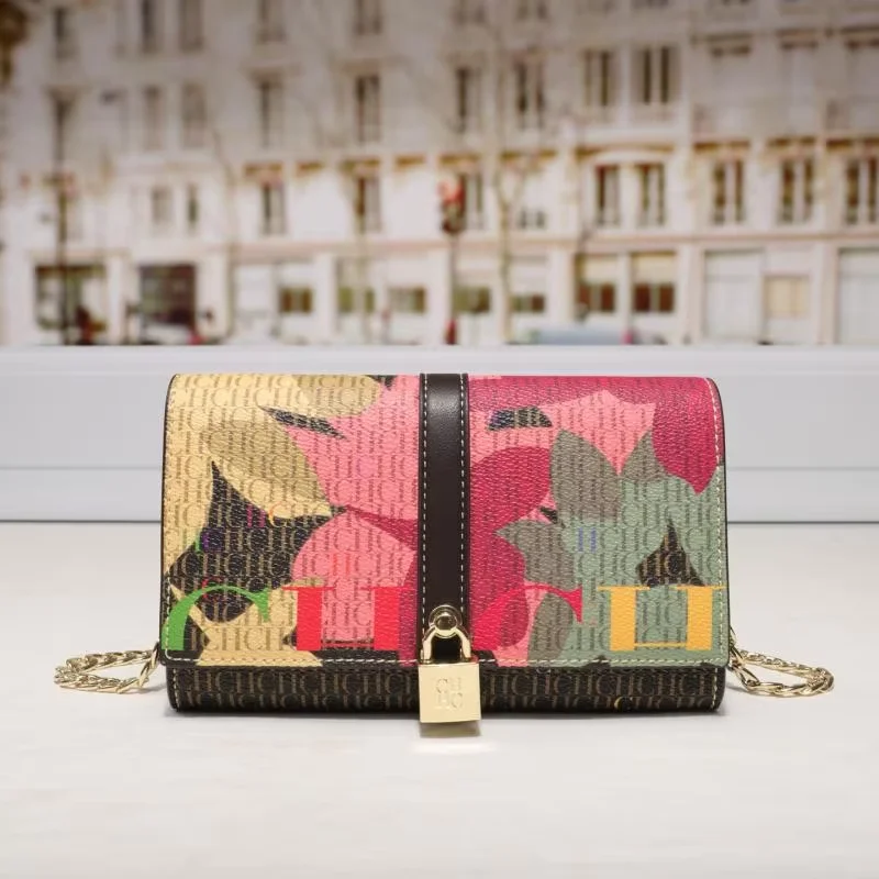 

CH Vintage Monogram Patchwork Chain Bag Textured Lock Design Boutique Luxury Crossbody Ba Women