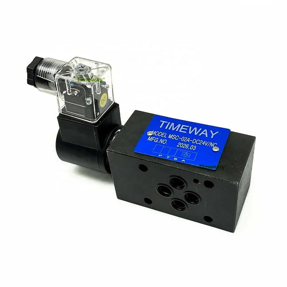 

TIMEWAY MSC-02A Modular Solenoid Operated Check Valve MSC-02A-DC24V-NC Pressure Retaining Valve Check Valve MSC-02A-DC24V/NC