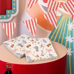 Circus Party Napkins Carnival Circus Animals Printed Party Disposable Napkins For Themed Birthday Baby Shower Party Supplies