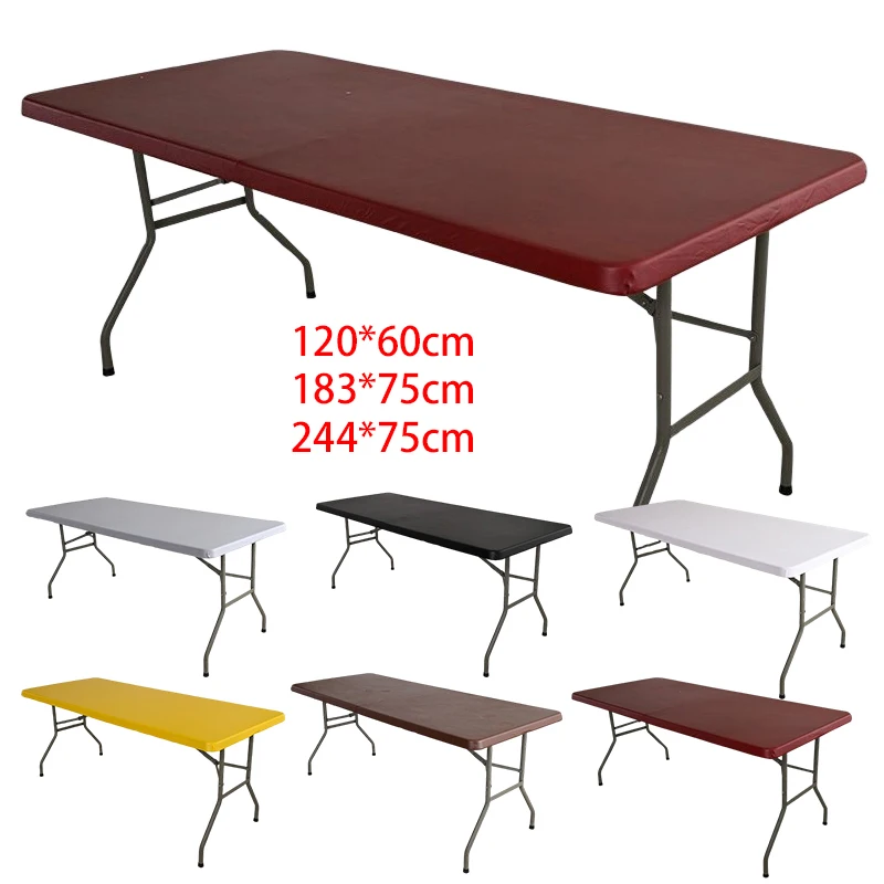 Waterproof Polyester Spandex Table Topper Cover Rectangle Elastic Edged Tablecloth Wedding Event Banquet Home Hotel Decoration