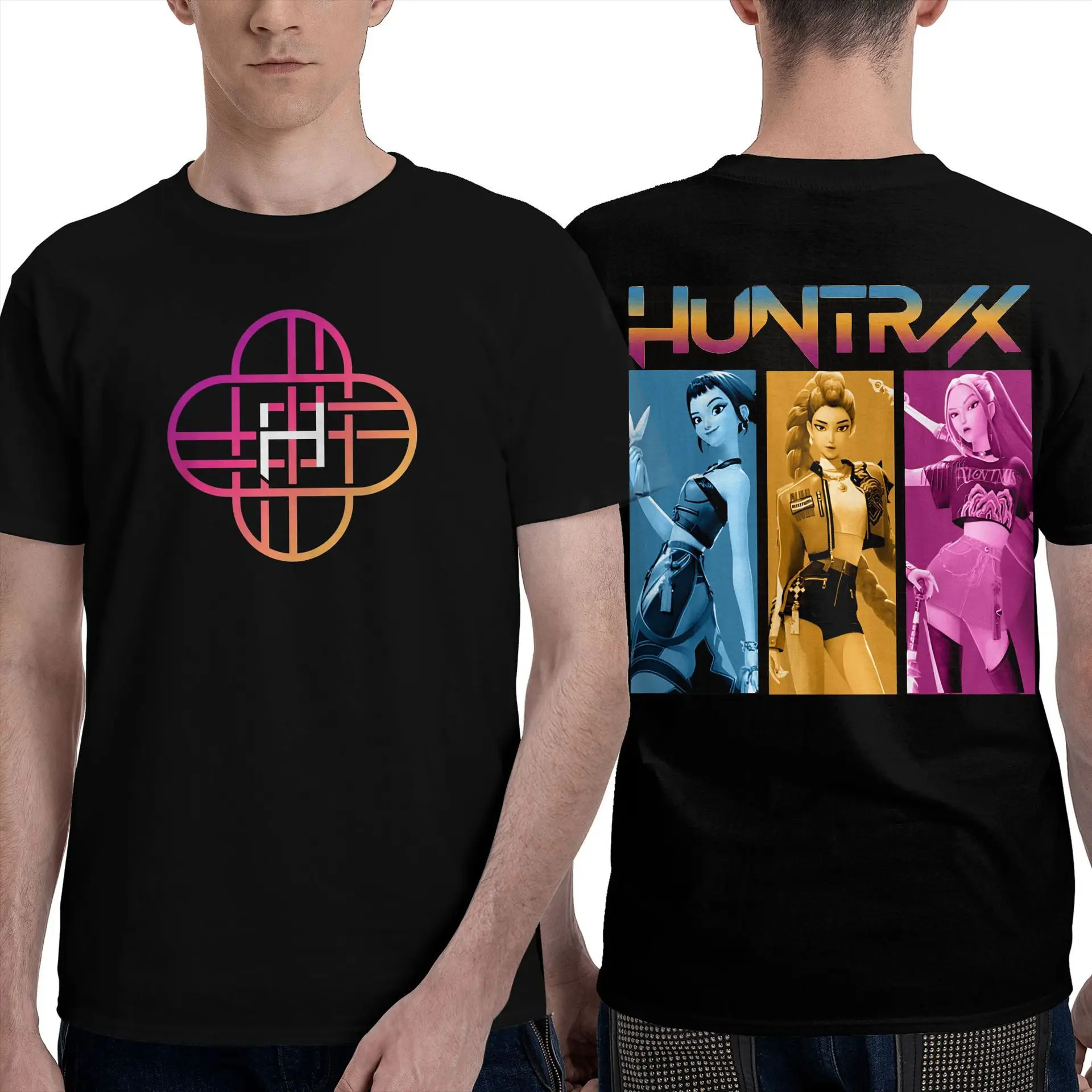 تي شيرت صيفي للرجال Kpop شيطان هنتر النمر والشيطان طباعة الصيف موضة عادية نمط القطن Harajuku نمط الشارع للجنسين #4