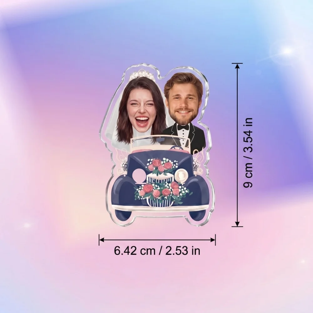 Personalized Wedding Couple Picture Magnet,Acrylic Cutout Fridge Ornament,Strong Magnetic Grip,Proposal Gift,